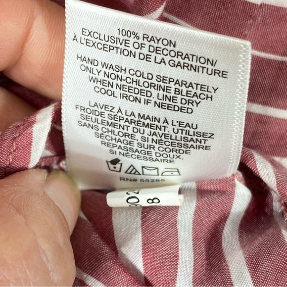 Express Boho Top Women's L Red White Stripe Tie Front V Neck Feminine Minimalist - Picture 10 of 12